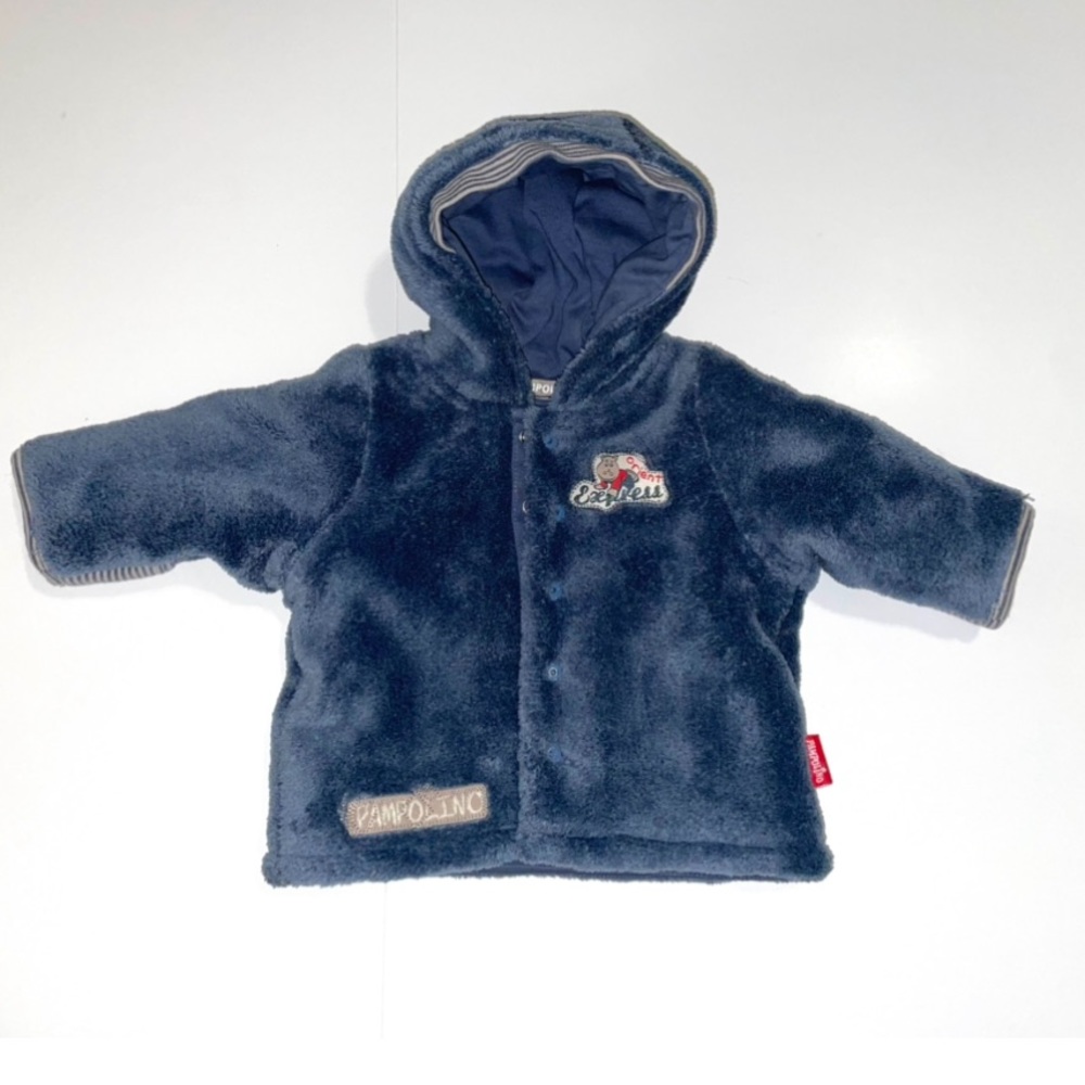 Pampolina‎ Soft Cozy Blue Snap Hoodie Baby Jacket size Newborn NWT